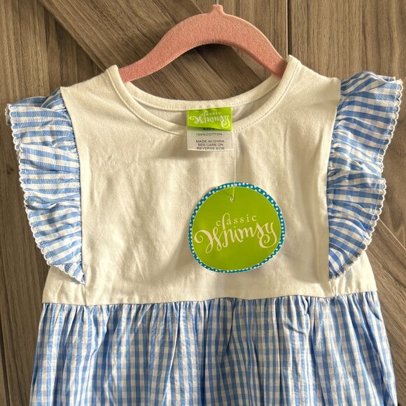 Classic Whimsy Kids Girls Gingham Ruffle Sleeve Dress Size 6 Blue NEW - Picture 3 of 8